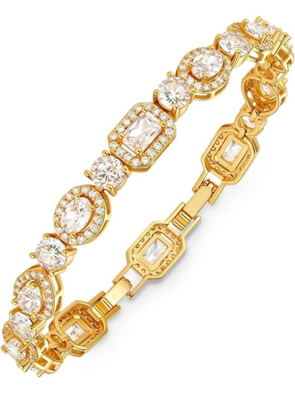 Sparkling 14K Gold Plated Tennis Bracelet for Women, Hypoallergenic CZ Jewelry